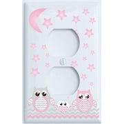 3dRose lsp_167187_6 Cute Patchwork Pink Owl Light Switch Cover 
